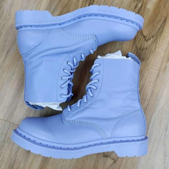 🩵NIB Dr. Martens 1460 Mono Zen Blue Pascal Virginia Leather Boots Size 8 - Picture 4 of 12